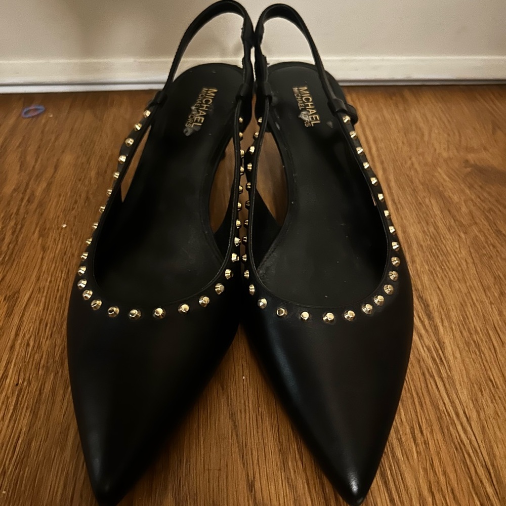 Michael Kors Black Heels with Gold Studs